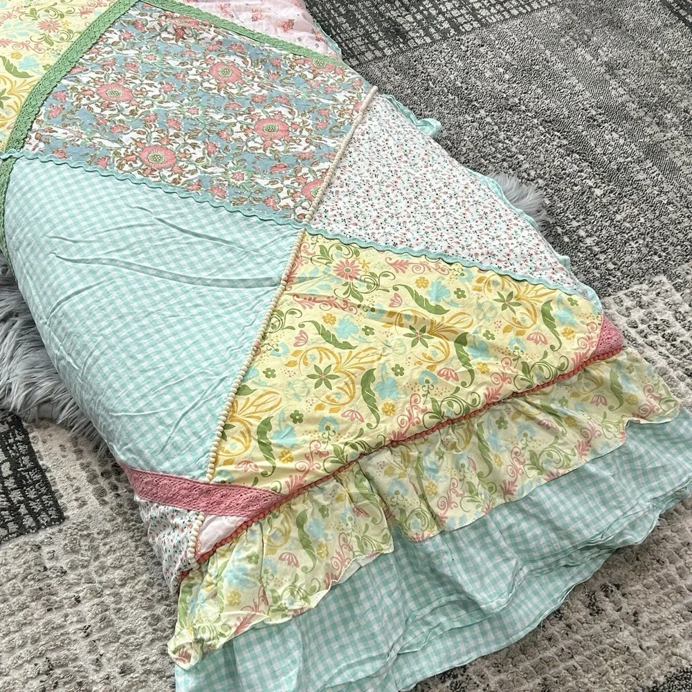 Matilda Jane MJ Hidden Gem Ruffled Patchwork Comforter Quilt HTF‎ FULL/QUEEN